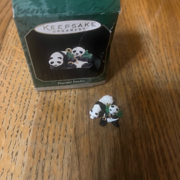 KEEPSAKE the Label Other - KEEPSAKE by Hallmark- peaceful pandas 🐼 miniature ornament.